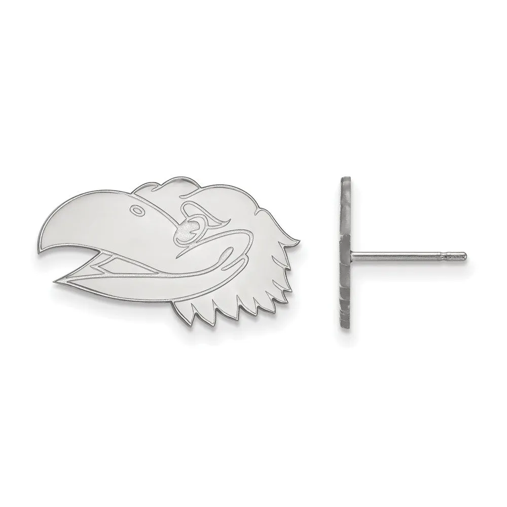 10k White Gold University of Kansas Small Mascot Head Post Earrings