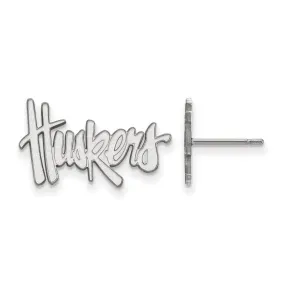 10k White Gold University of Nebraska Small 'Huskers' Post Earrings