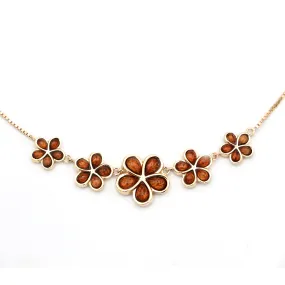 14k Gold 5 Plumeria Koa Inlay Necklace