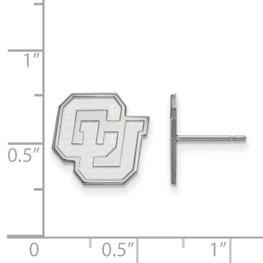 14k White Gold University of Colorado Small 'CU' Post Earrings