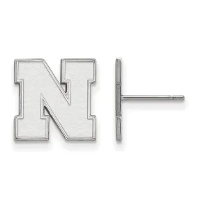 14k White Gold University of Nebraska Small Post Earrings