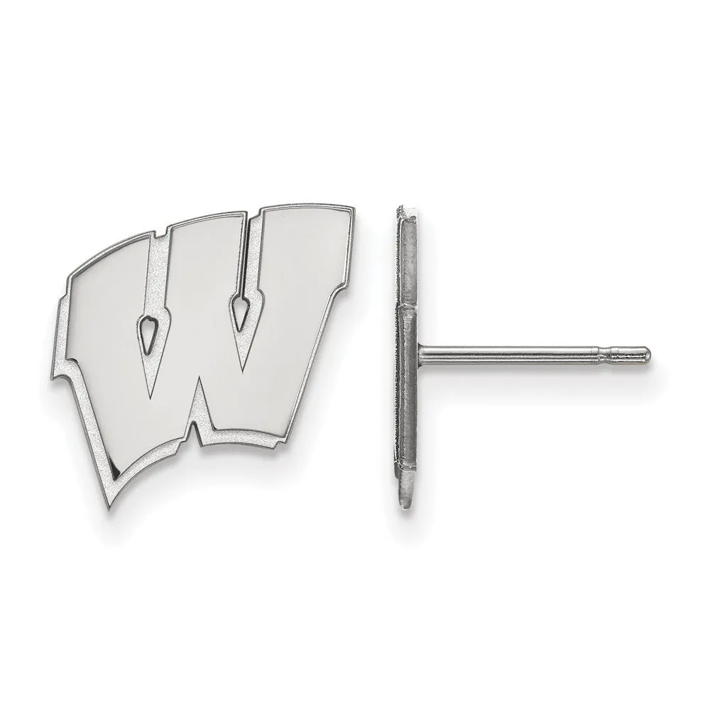 14k White Gold University of Wisconsin Small 'W' Post Earrings