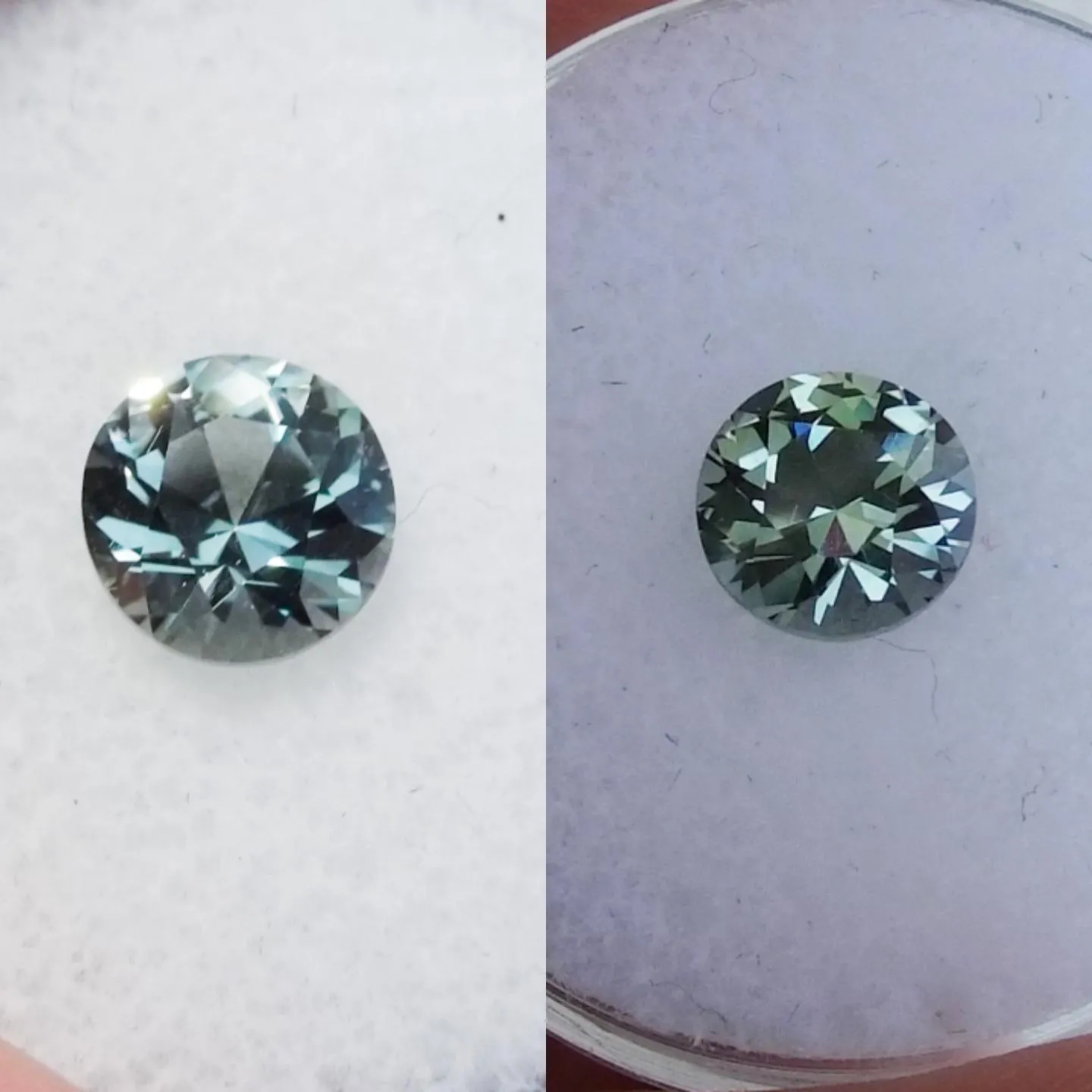 1.61ct COLOR CHANGE SKY BLUE TO GREEN MONTANA SAPPHIRE.