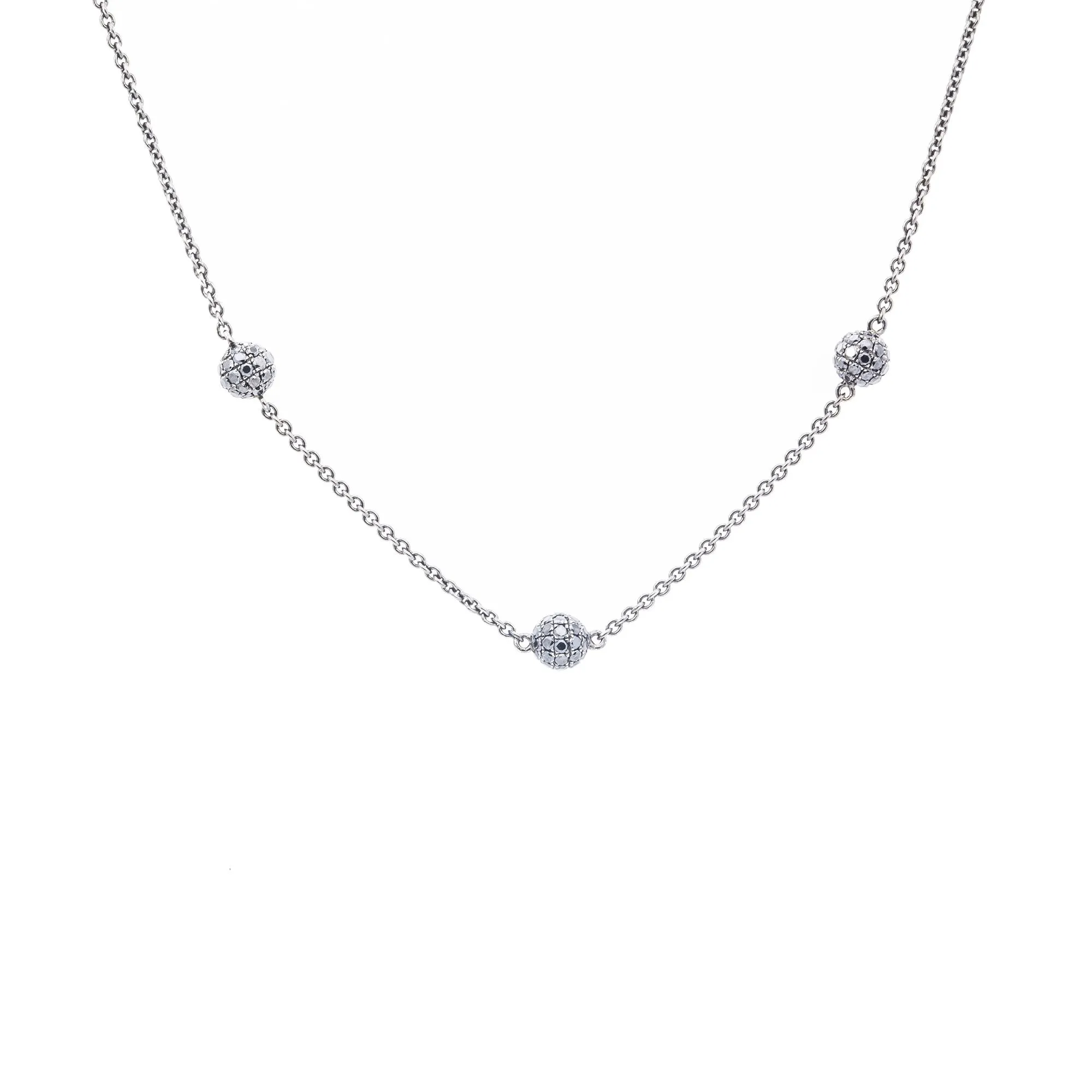 18K White Gold Diamond Necklace With Small Balls