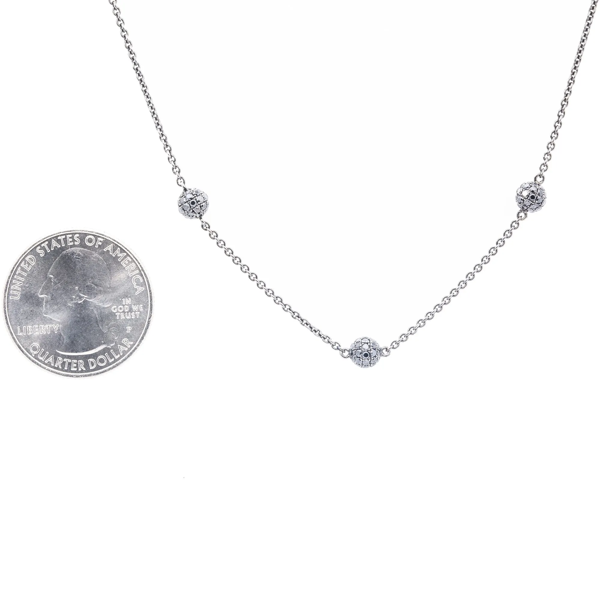 18K White Gold Diamond Necklace With Small Balls