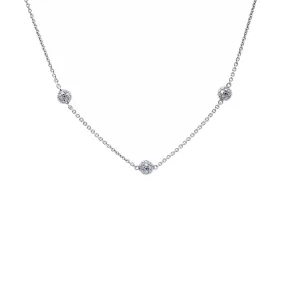 18K White Gold Diamond Necklace With Small Balls