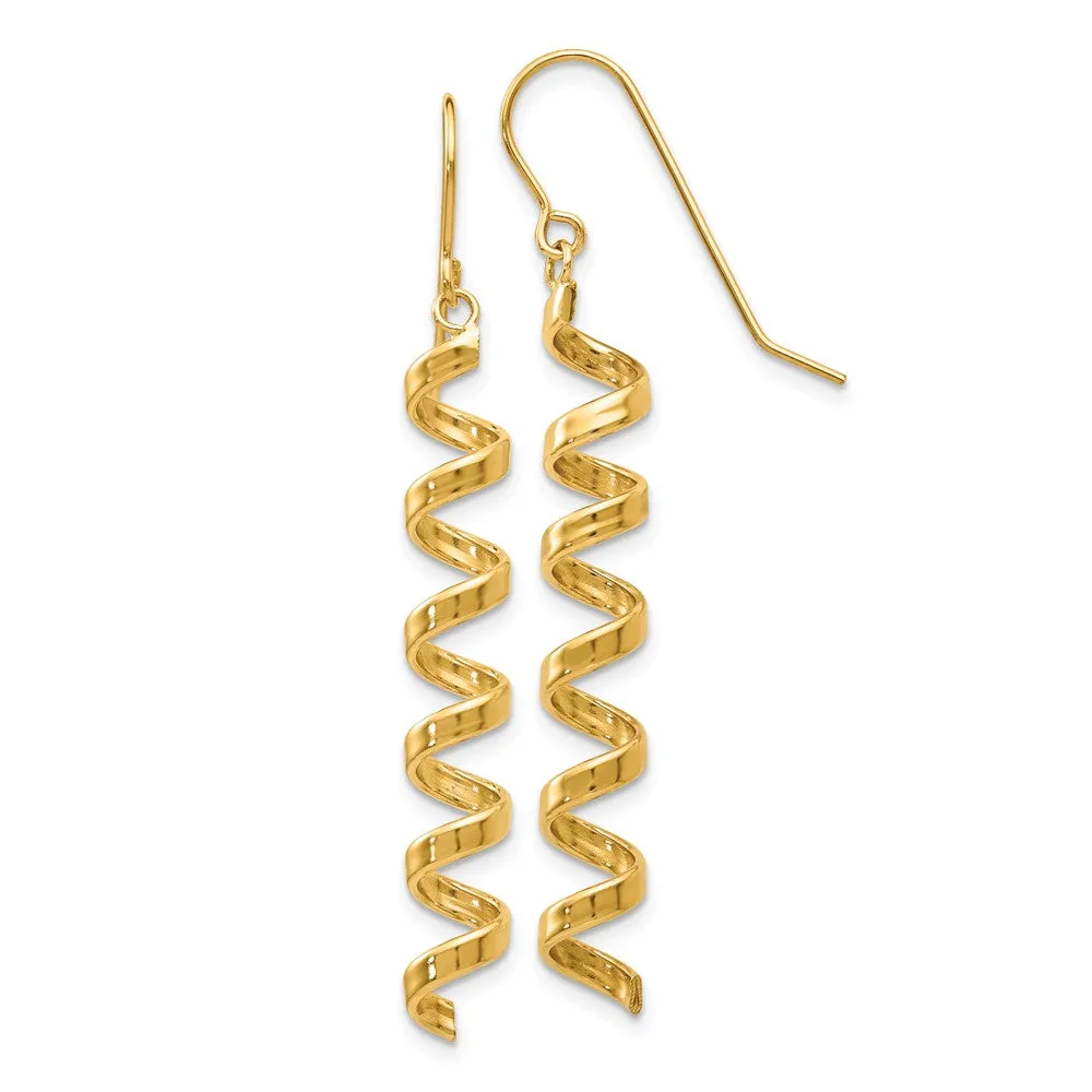 5 x 48mm (1 13/16 in) 14k Yellow Gold Polished Spiral Dangle Earrings