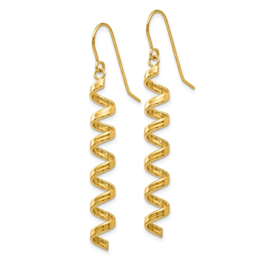 5 x 48mm (1 13/16 in) 14k Yellow Gold Polished Spiral Dangle Earrings