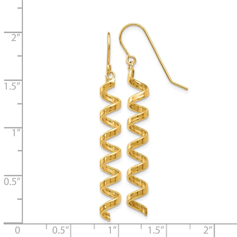 5 x 48mm (1 13/16 in) 14k Yellow Gold Polished Spiral Dangle Earrings