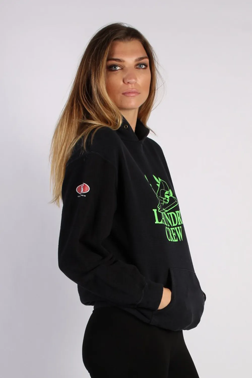 90s Hoodie Sweatshirt Retro Black L - Pepper Tree London