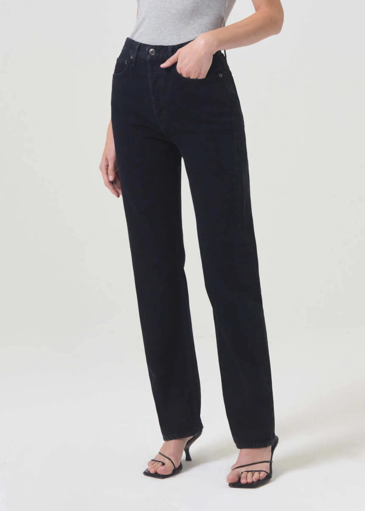 90's Pinch Waist Long High Rise Straight - Crushed