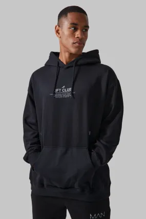 Active Lift Club Oversized Text Print Hoodie | boohooMAN UK