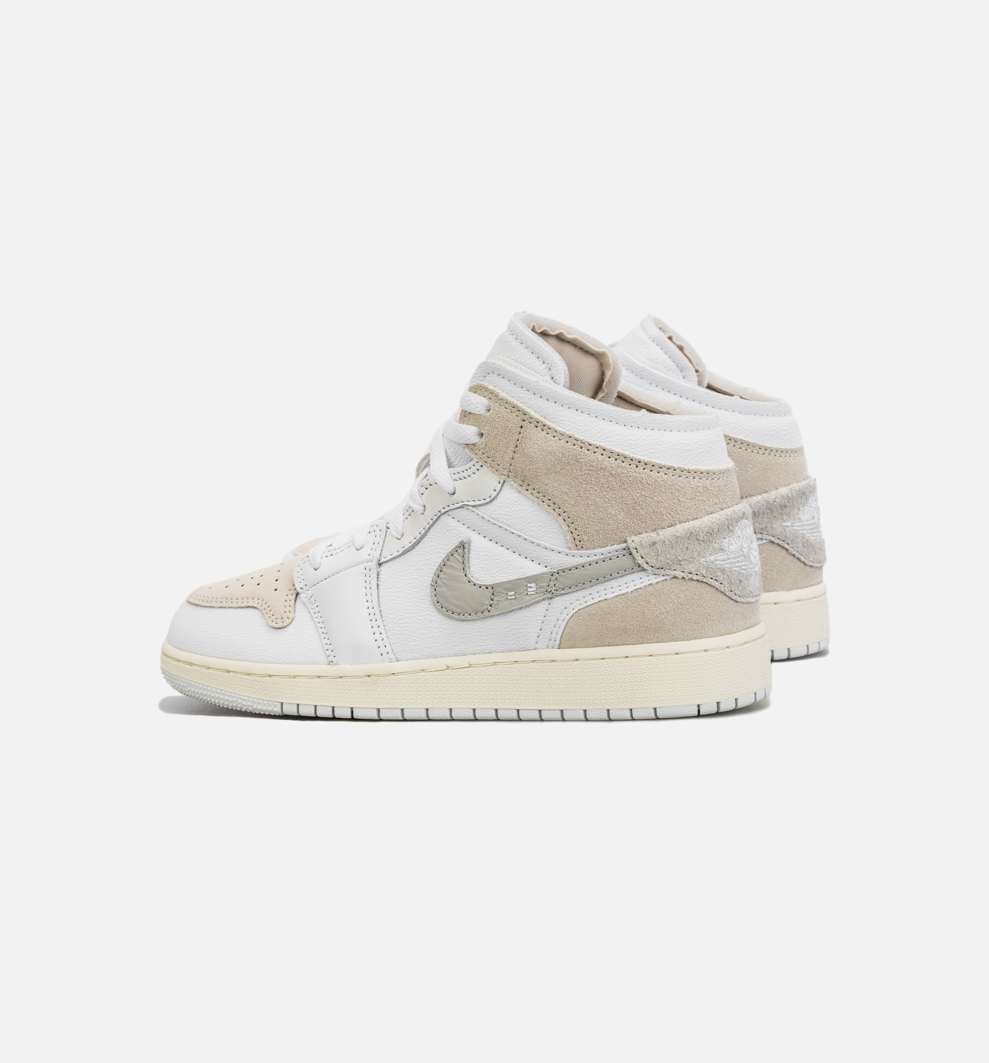 Air Jordan 1 Mid SE Craft Grade School Lifestyle Shoe - Grey/Beige