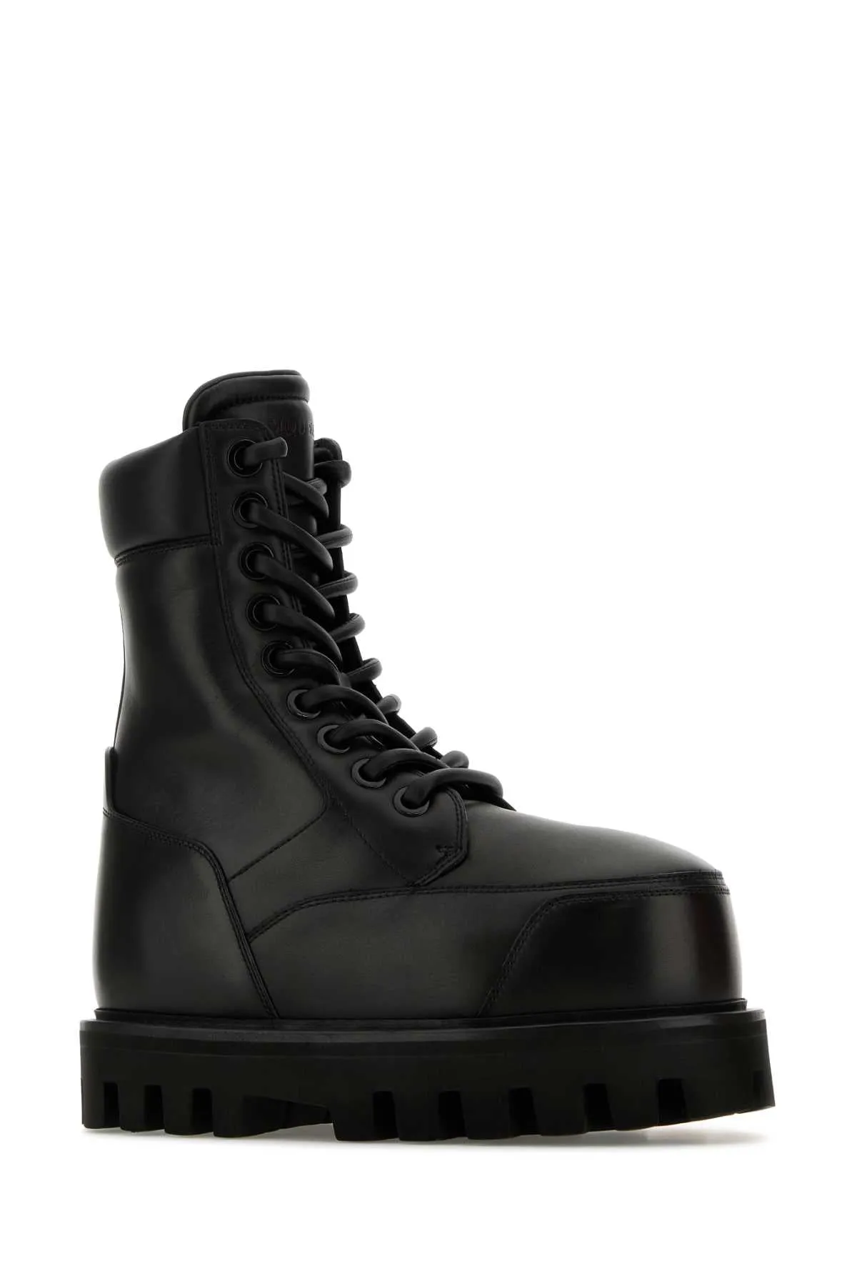 Alexander Mcqueen Black Leather Ankle Boots