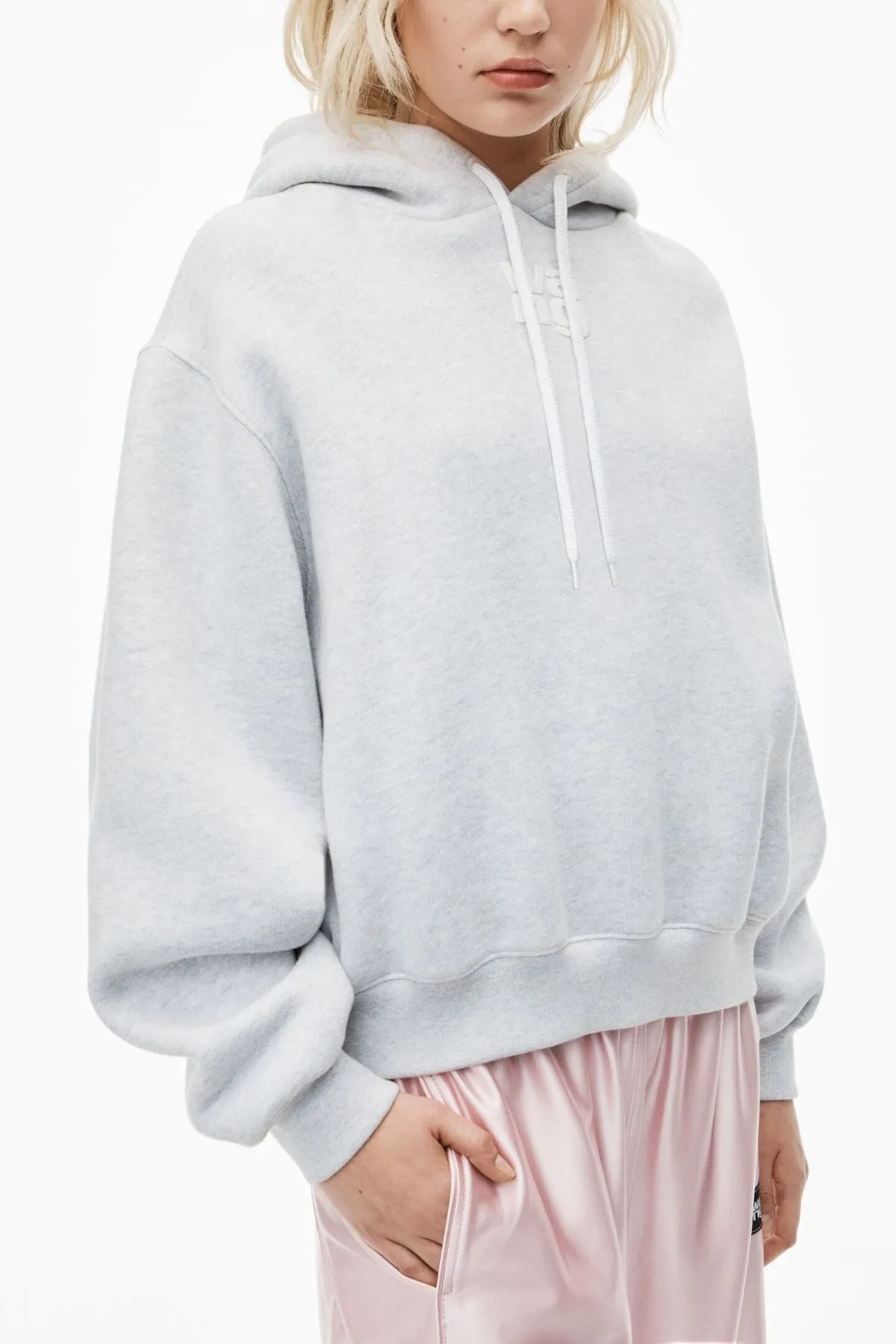 alexanderwang.t Essential Puff Logo Hoodie - Light Heather Grey