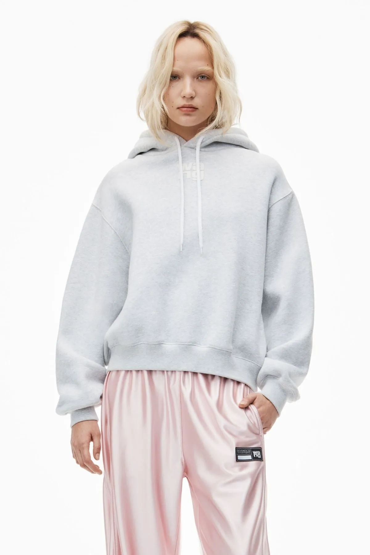 alexanderwang.t Essential Puff Logo Hoodie - Light Heather Grey