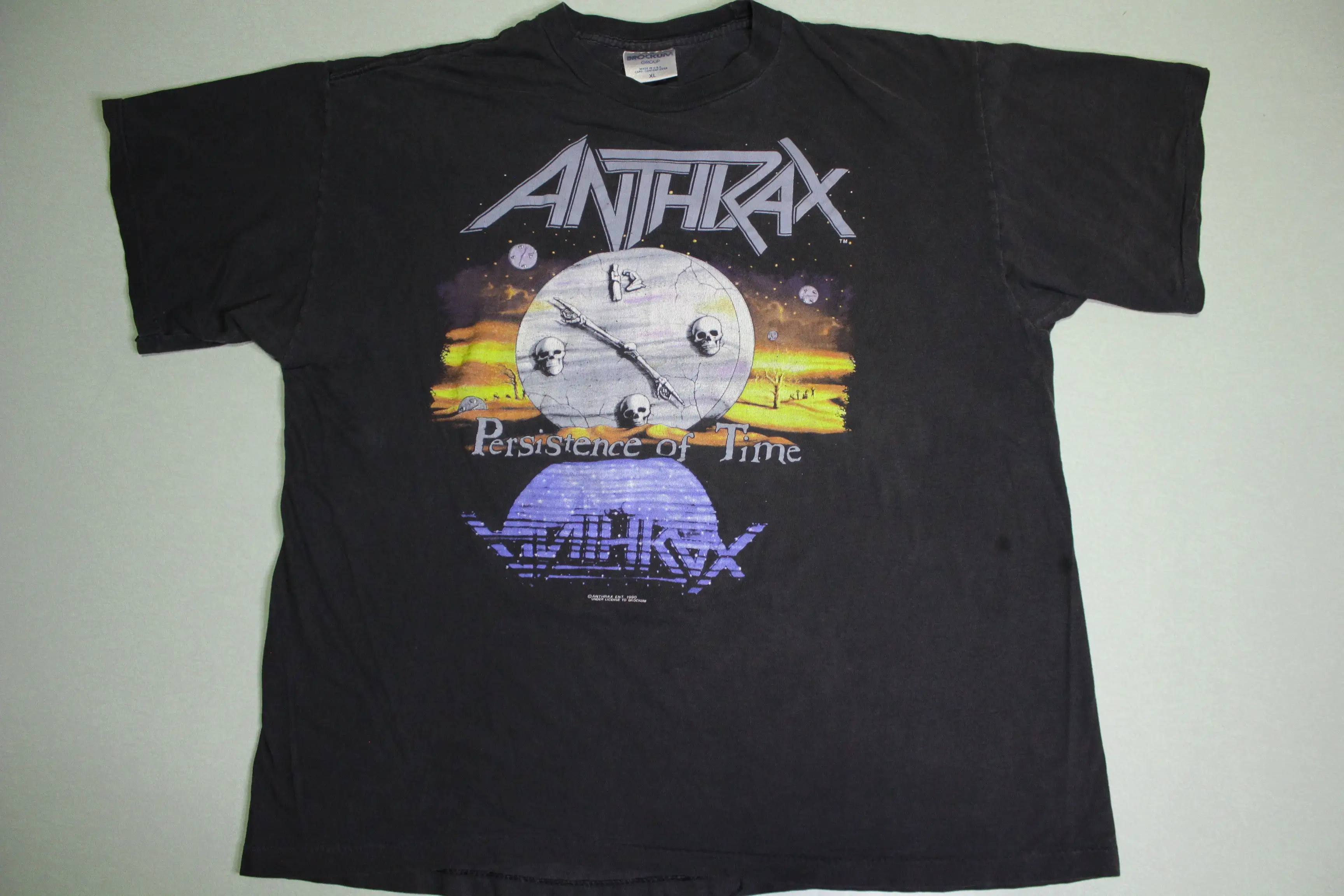 Anthrax Persistance of Time 1990 Vintage Brockum Concert Cities Single Stitch USA Made T-Shirt