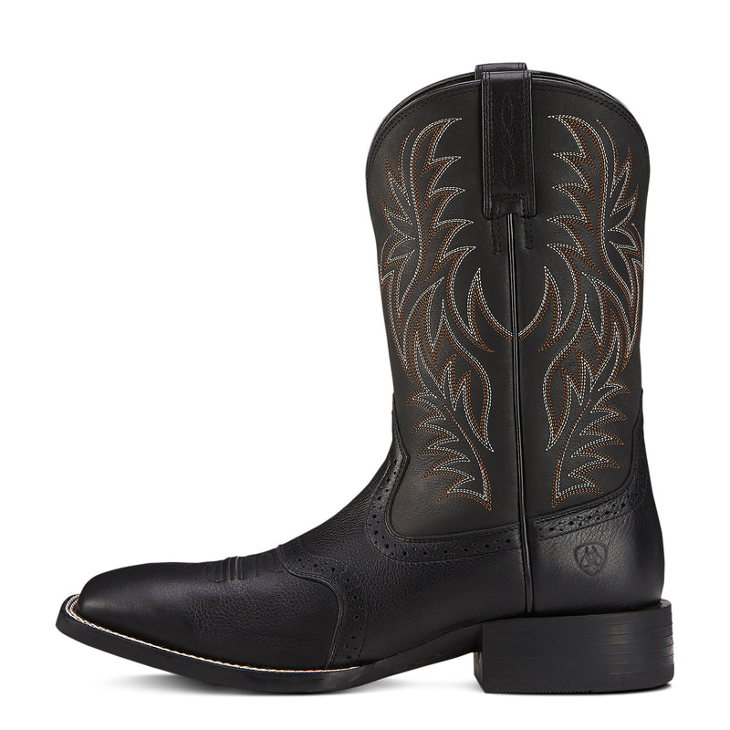 'Ariat' Men's 11 Sport Western Square Toe - Black Deertan