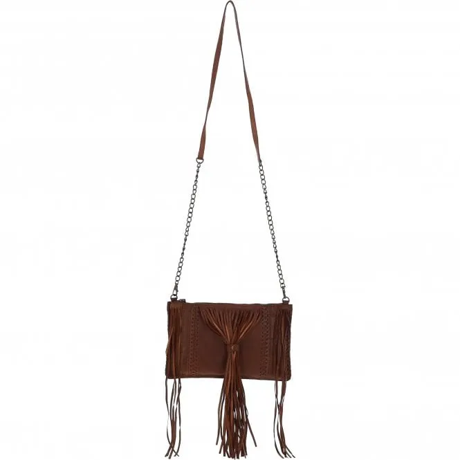 Ashwood Handcrafted Leather Crossbody Bag with Fringe Detail Rust: ela 1303