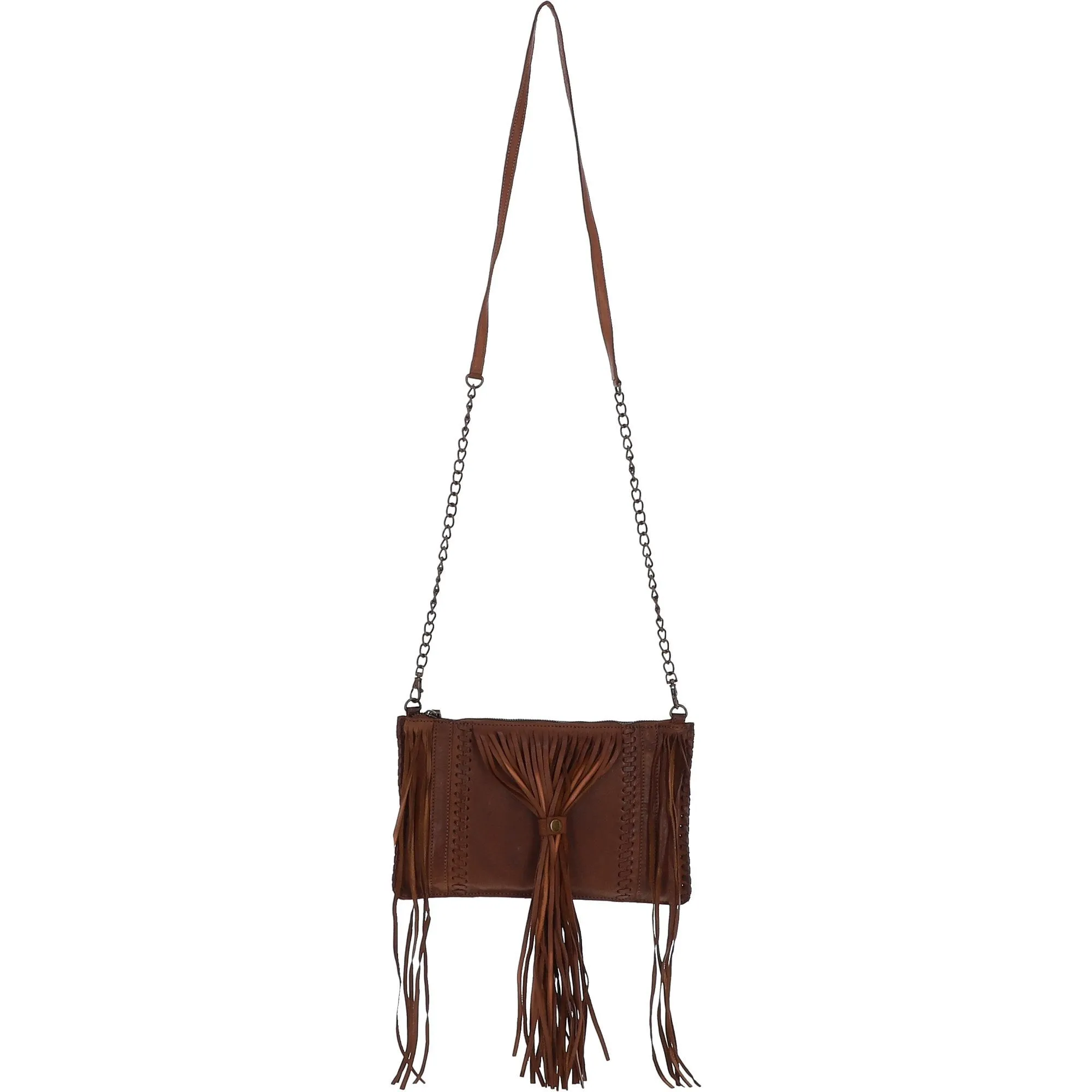 Ashwood Handcrafted Leather Crossbody Bag with Fringe Detail Rust: ela 1303