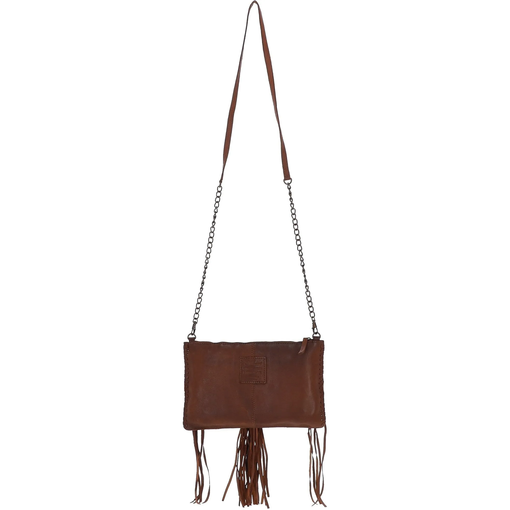 Ashwood Handcrafted Leather Crossbody Bag with Fringe Detail Rust: ela 1303