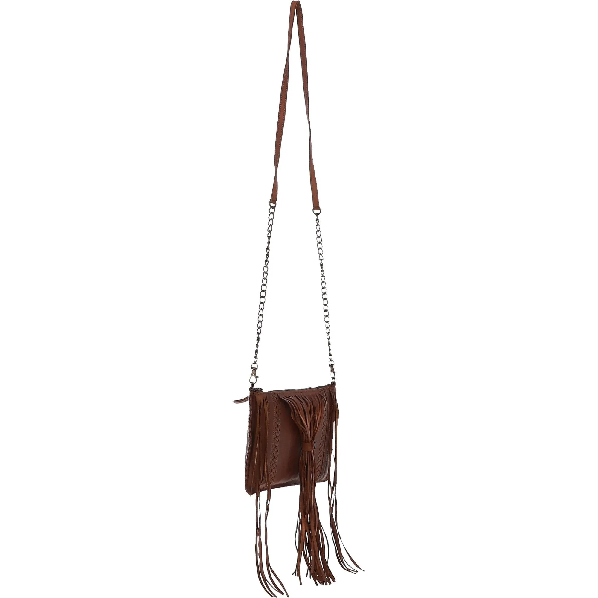 Ashwood Handcrafted Leather Crossbody Bag with Fringe Detail Rust: ela 1303