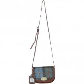 Ashwood Leather x Harris Tweed Saddle Crossbody Bag with Twist Lock Tan/Mcload: TW-30-02-TM