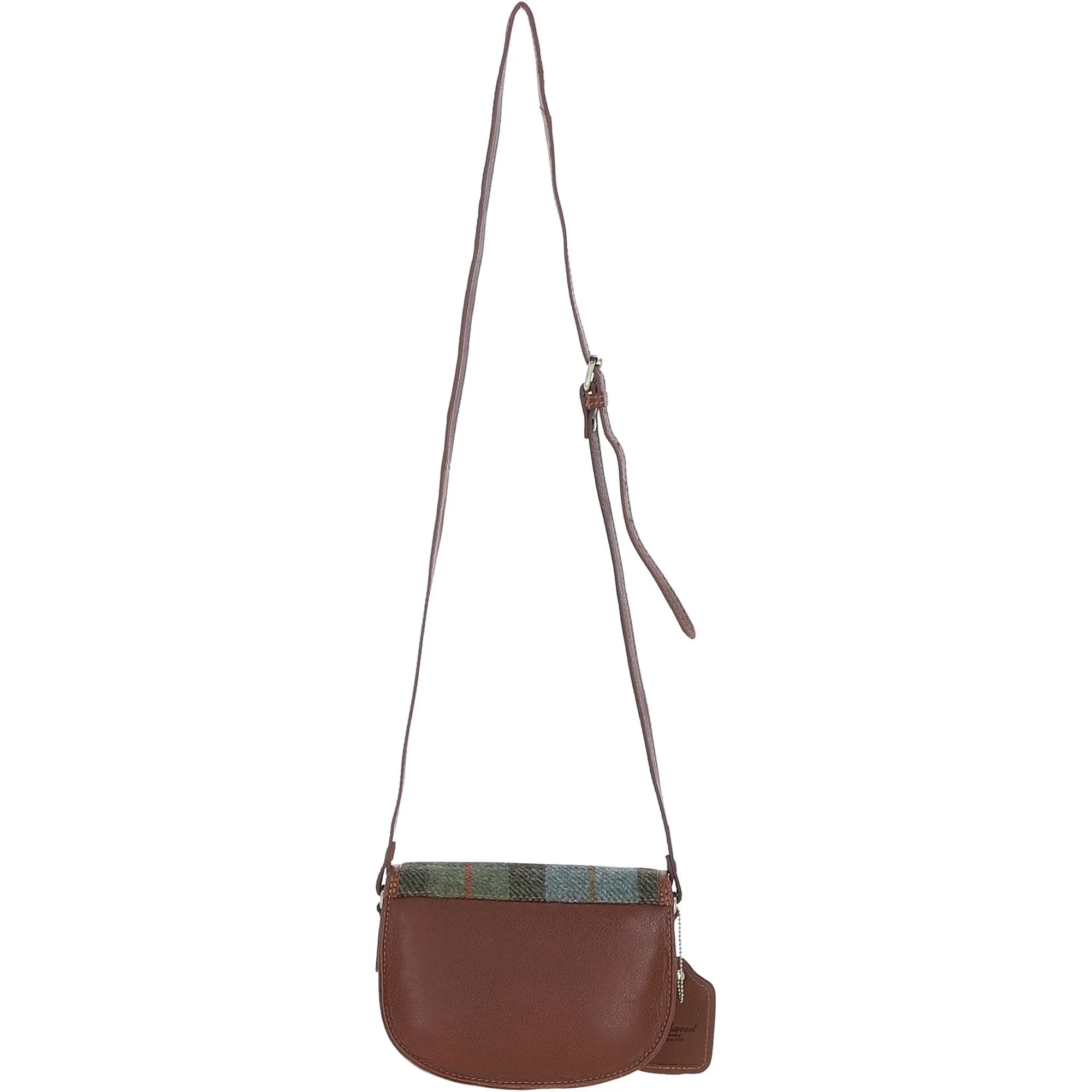 Ashwood Leather x Harris Tweed Saddle Crossbody Bag with Twist Lock Tan/Mcload: TW-30-02-TM