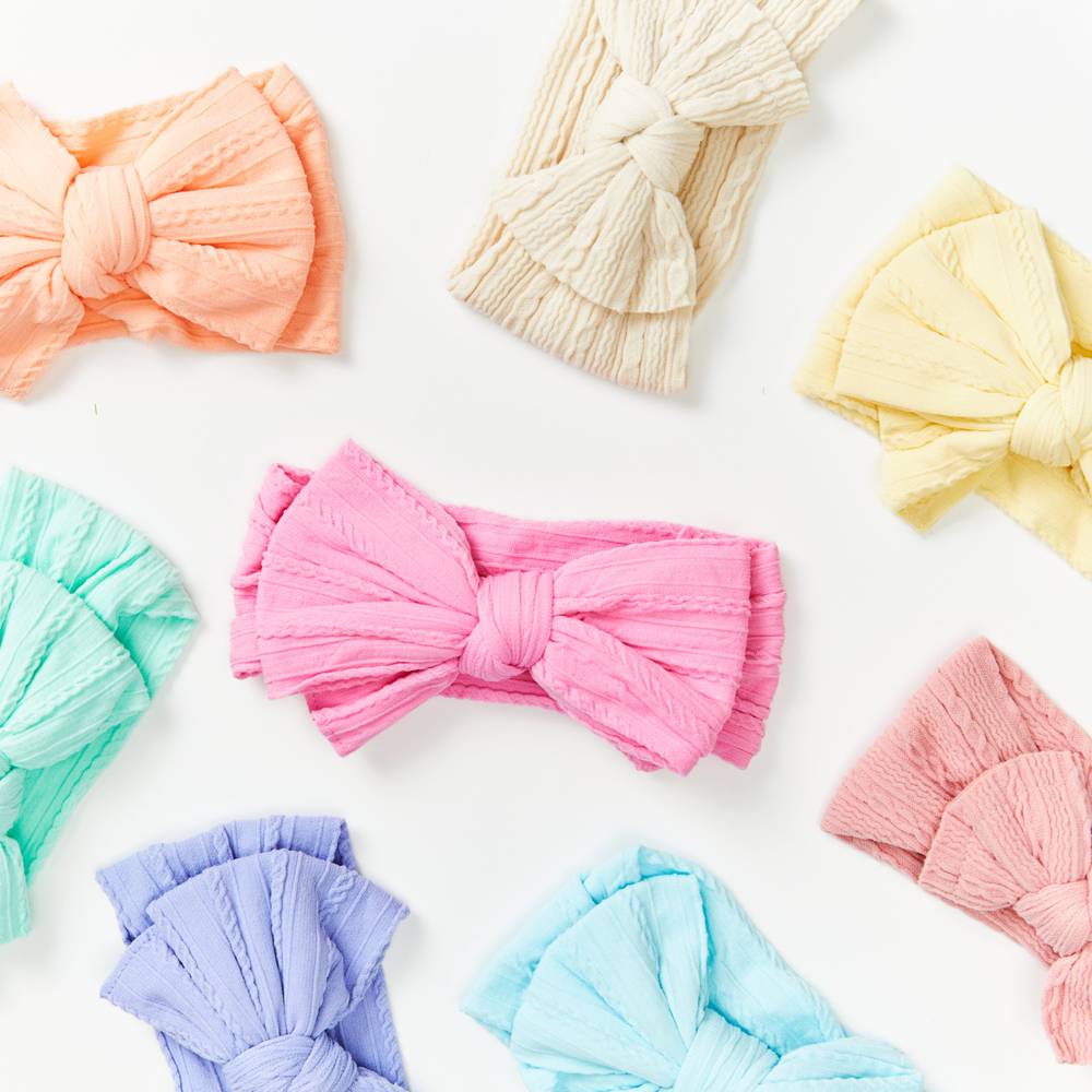 Baby Top Knot Double Bow Headband Sky