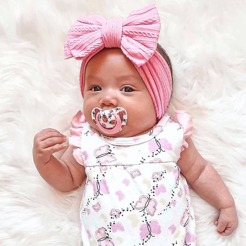 Baby Top Knot Double Bow Headband Sky