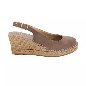 Basic Cushioned Suede Leather Wedge Espadrille for Women - Calpe