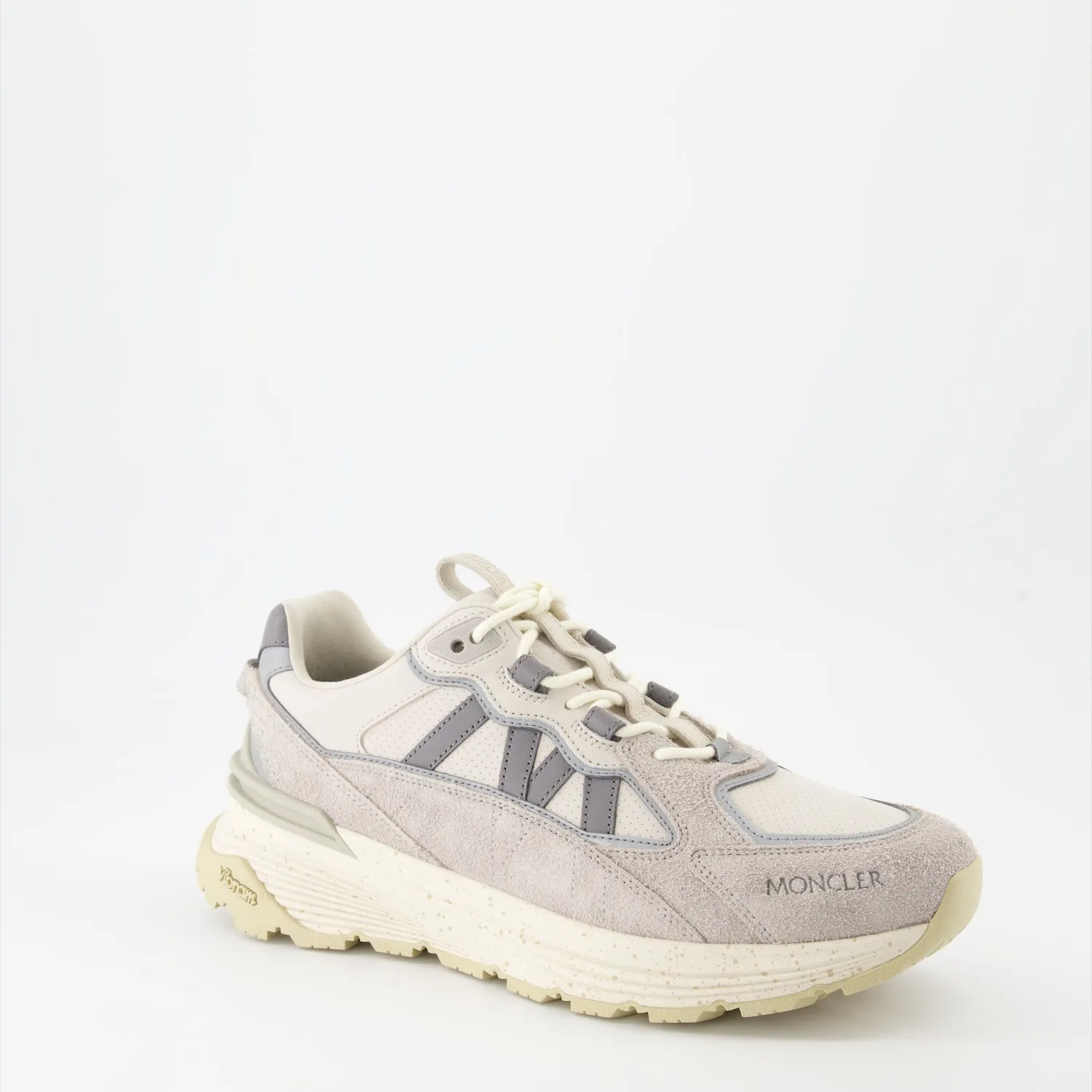 Beige Lite Runner Leather and Suede Sneakers