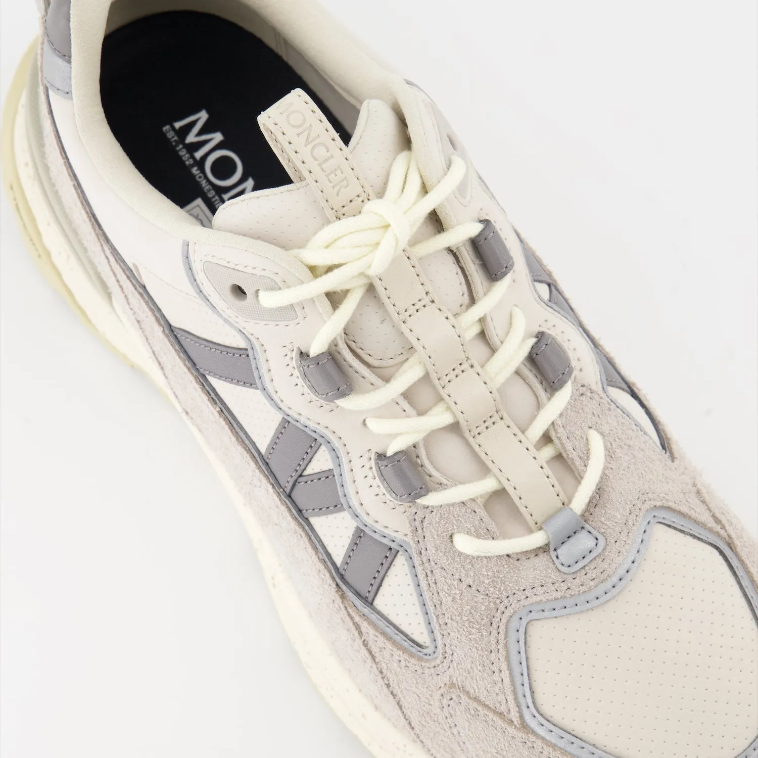 Beige Lite Runner Leather and Suede Sneakers