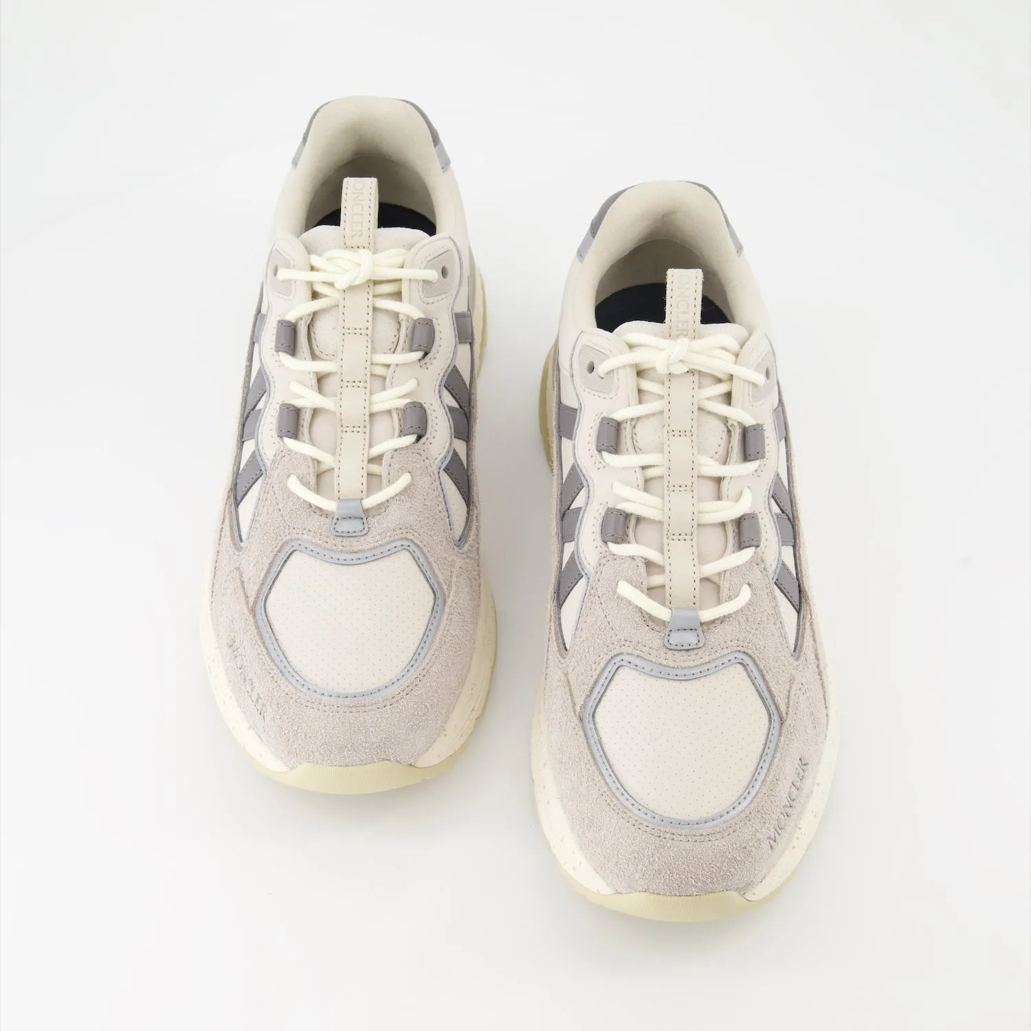 Beige Lite Runner Leather and Suede Sneakers