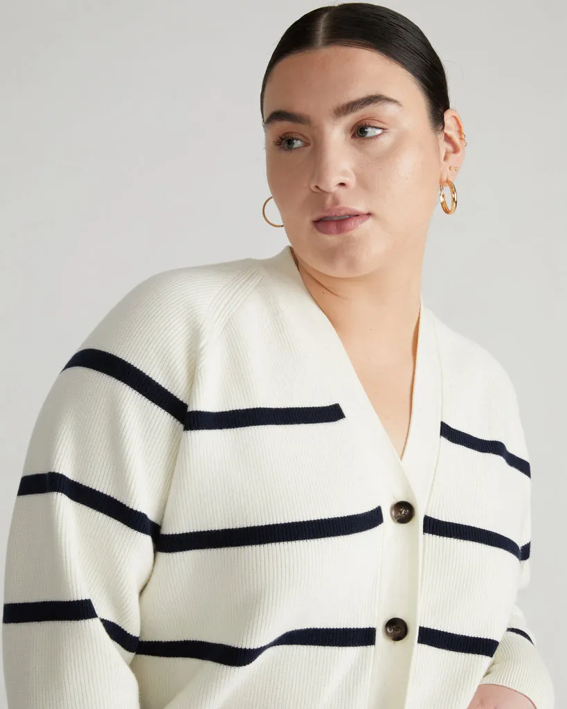 Better-Than-Wool Cardigan - White/Navy