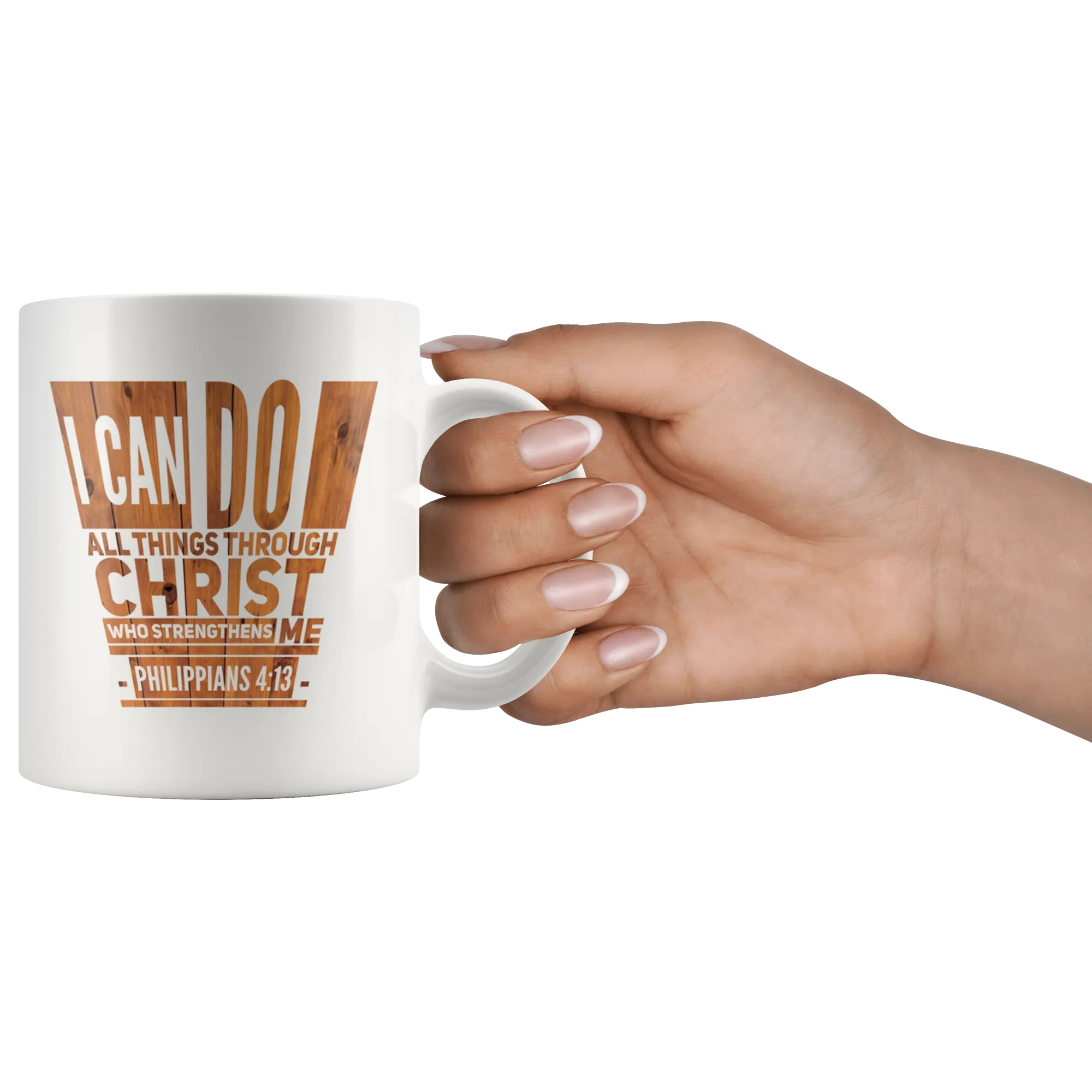 Bible Verses Dishwasher Safe White Mugs - Philippians 4:13 (Design 5)