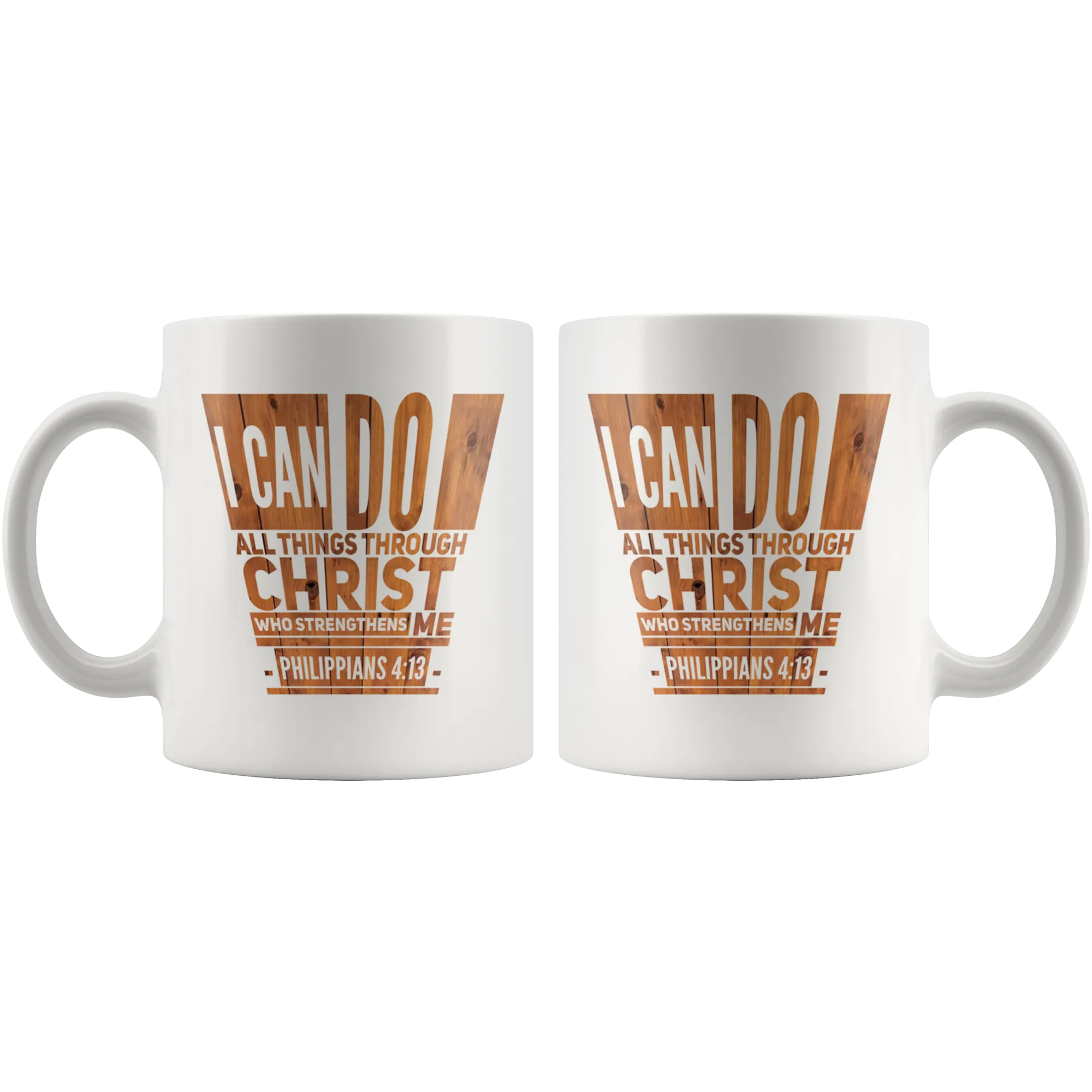 Bible Verses Dishwasher Safe White Mugs - Philippians 4:13 (Design 5)