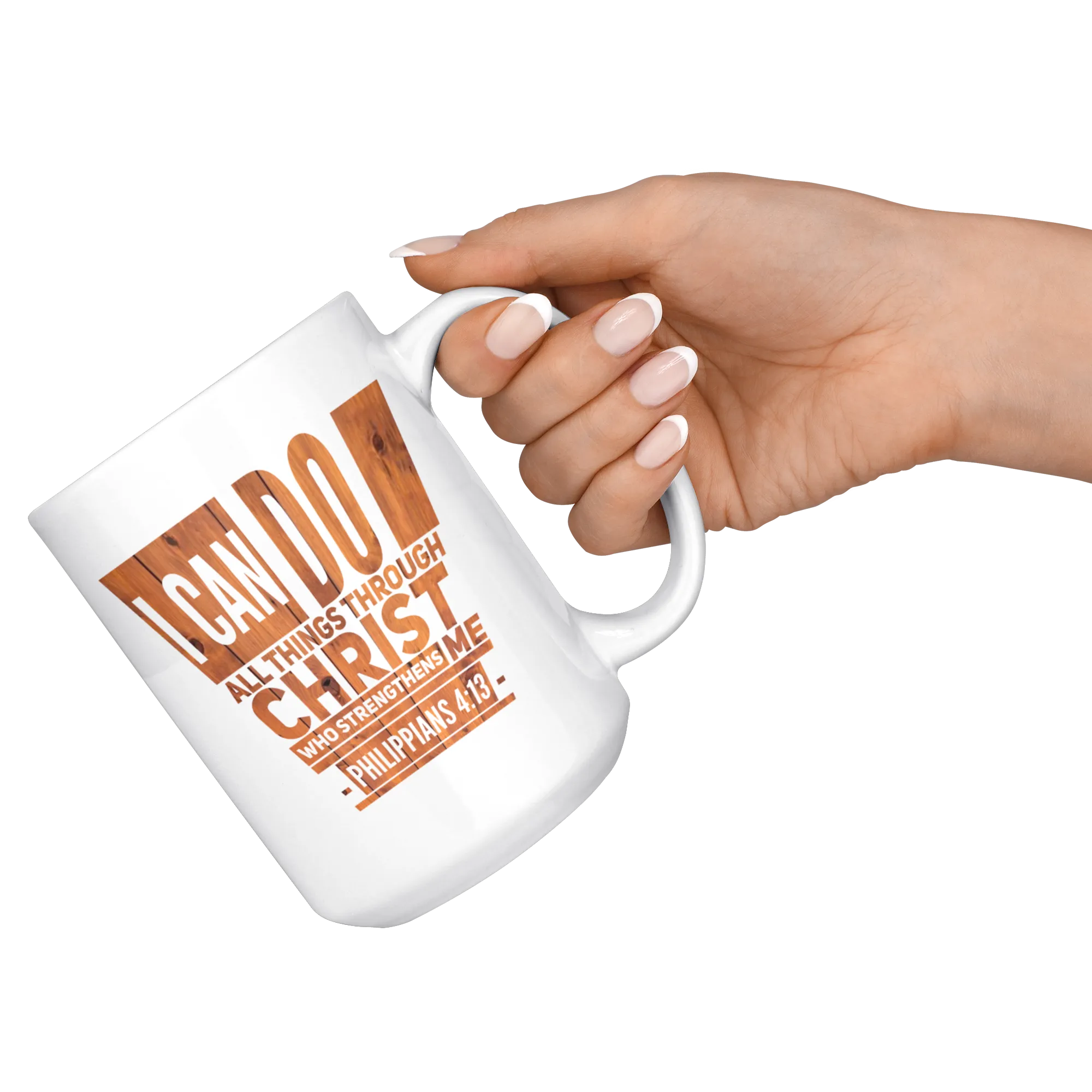 Bible Verses Dishwasher Safe White Mugs - Philippians 4:13 (Design 5)