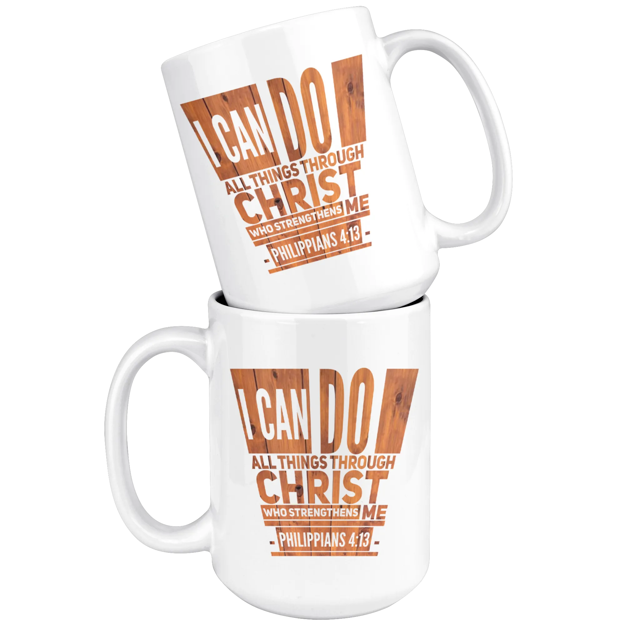 Bible Verses Dishwasher Safe White Mugs - Philippians 4:13 (Design 5)