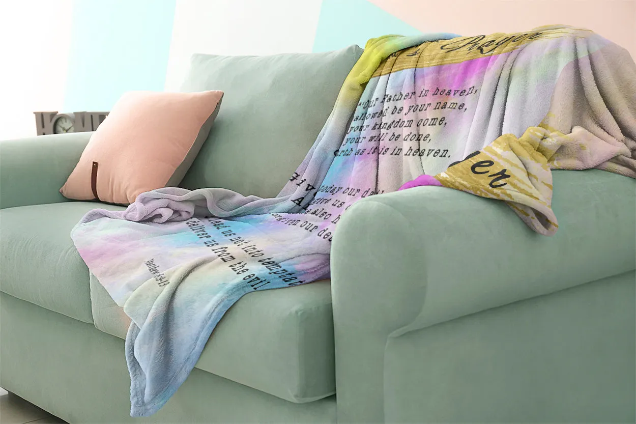 Bible Verses Premium Mink Sherpa Blanket - Lord's Prayer ~Matthew 6:9-13~ (Design: Watercolor 1)