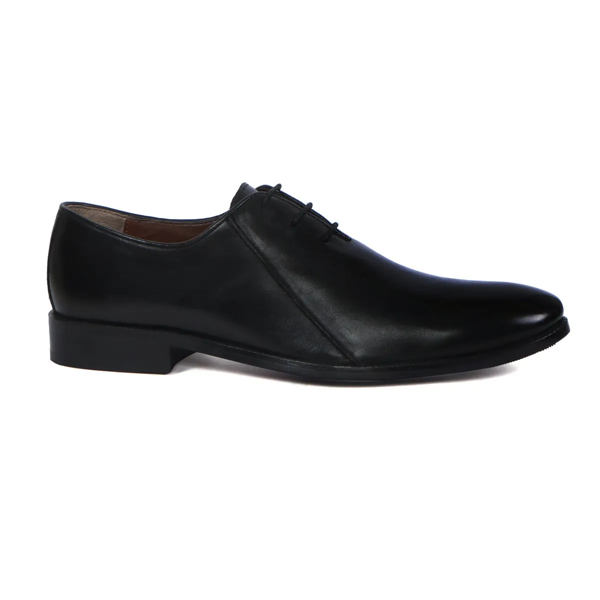 Black Merged Look Leather Lace Up Oxfords