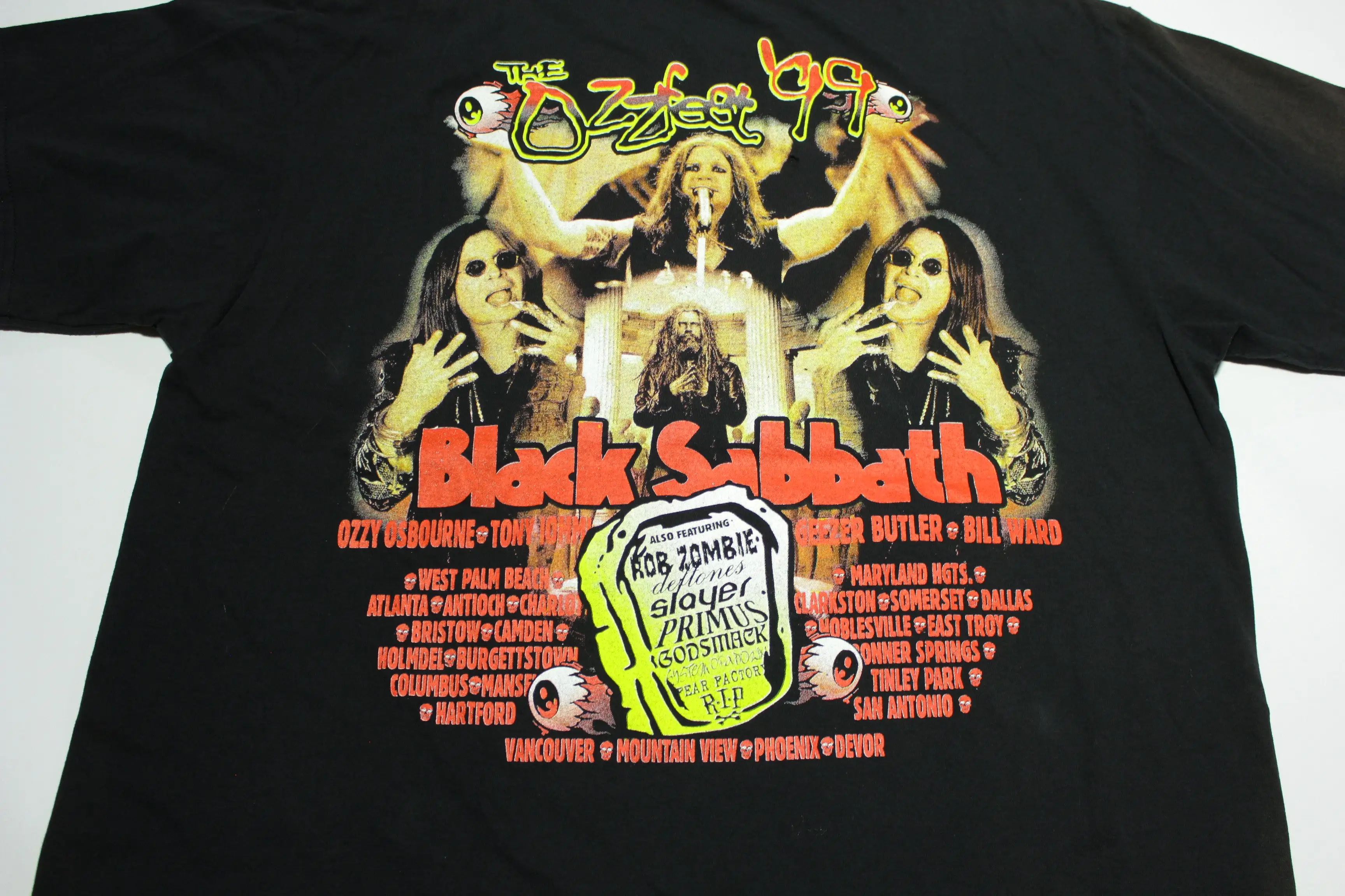 Black Sabbath Ozzfest 1999 Ozzy Osbourne Vintage 90's  Primus Slayer Deftones Tour T-Shirt