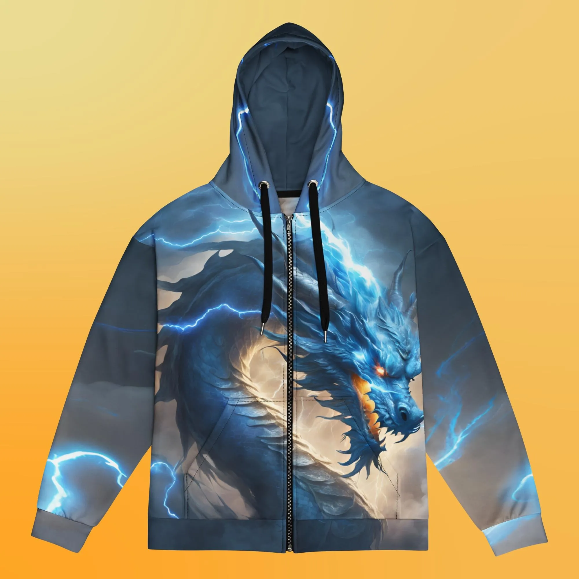 Blue Chinese Dragon Unisex Zip Hoodie