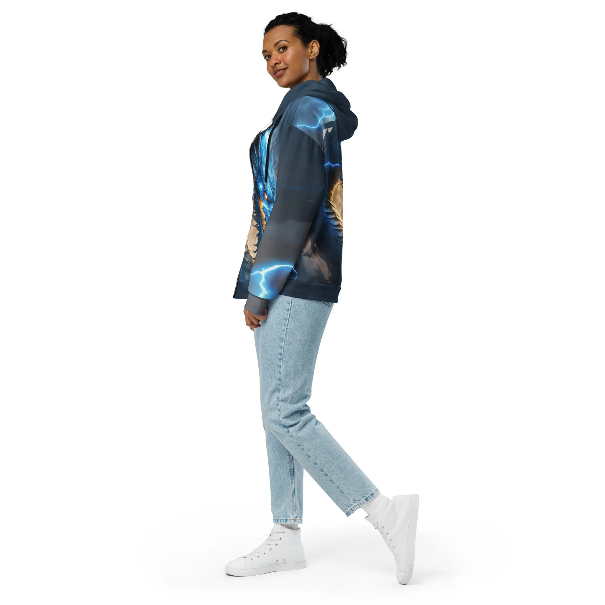 Blue Chinese Dragon Unisex Zip Hoodie