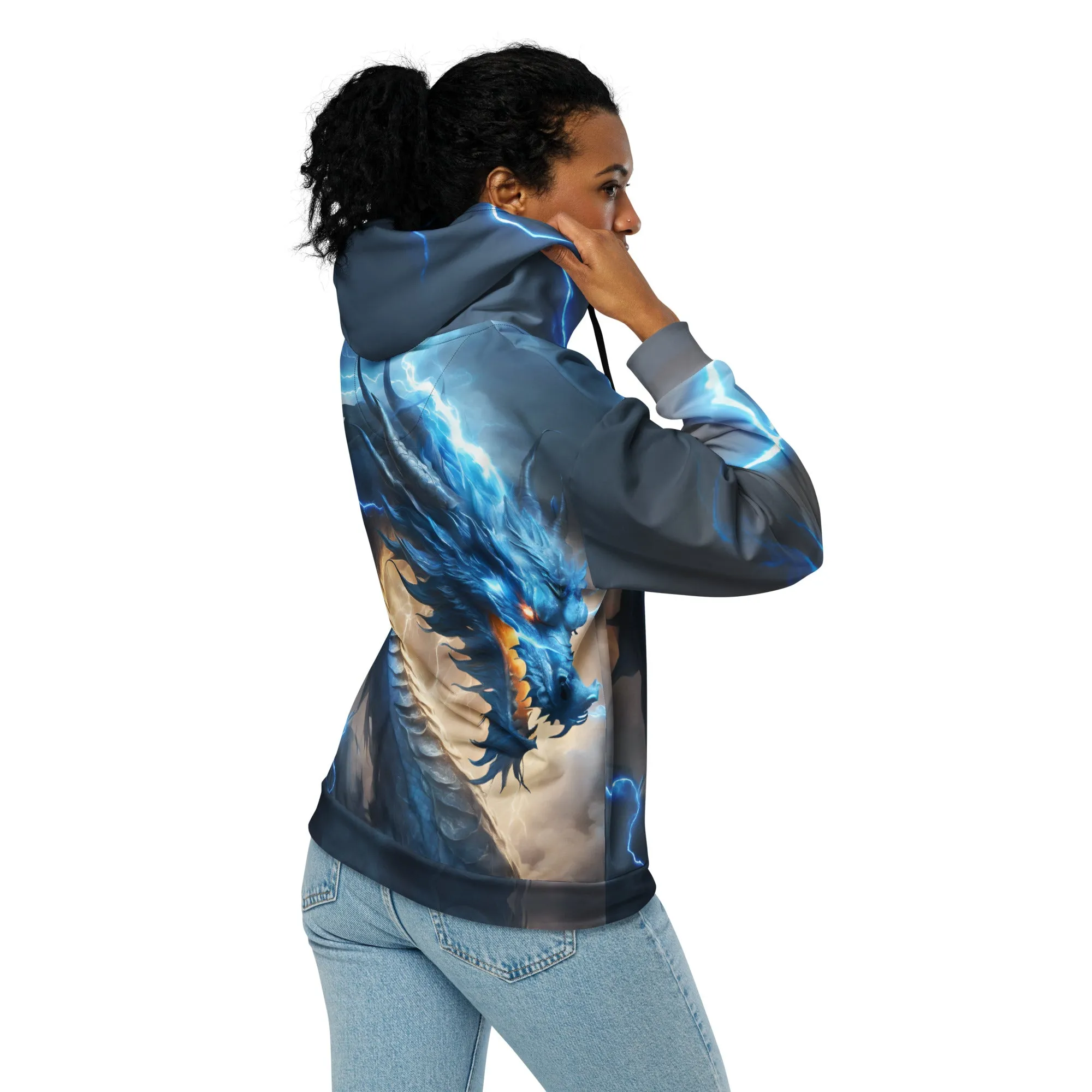 Blue Chinese Dragon Unisex Zip Hoodie