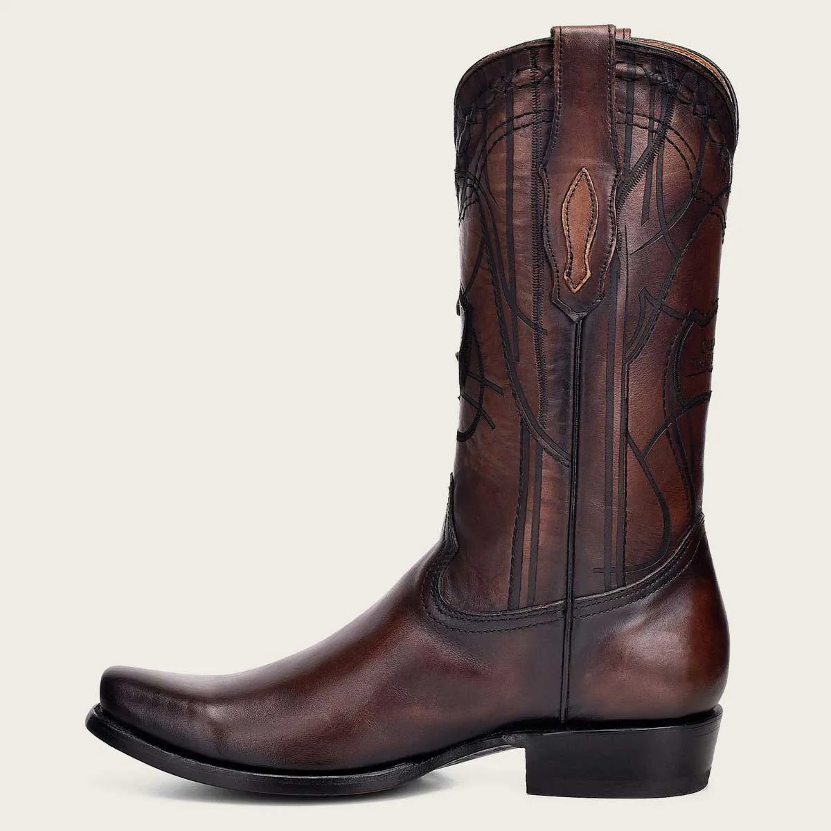 Brown Semi Square Toe Mens Western Boots