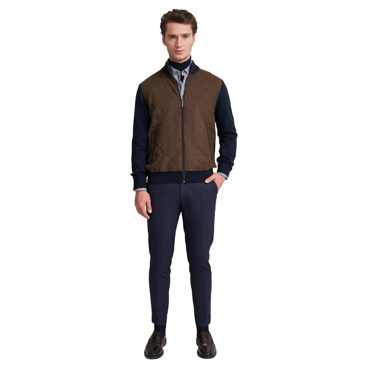 Bugatti Suede Front Zip Cardigan