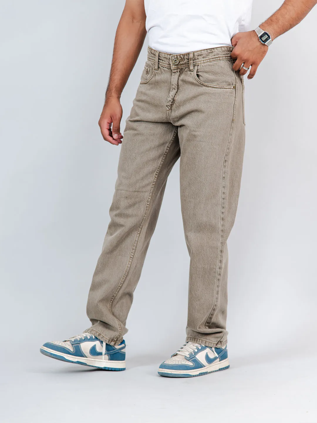 Camel Brown Straight Fit Mens Jeans