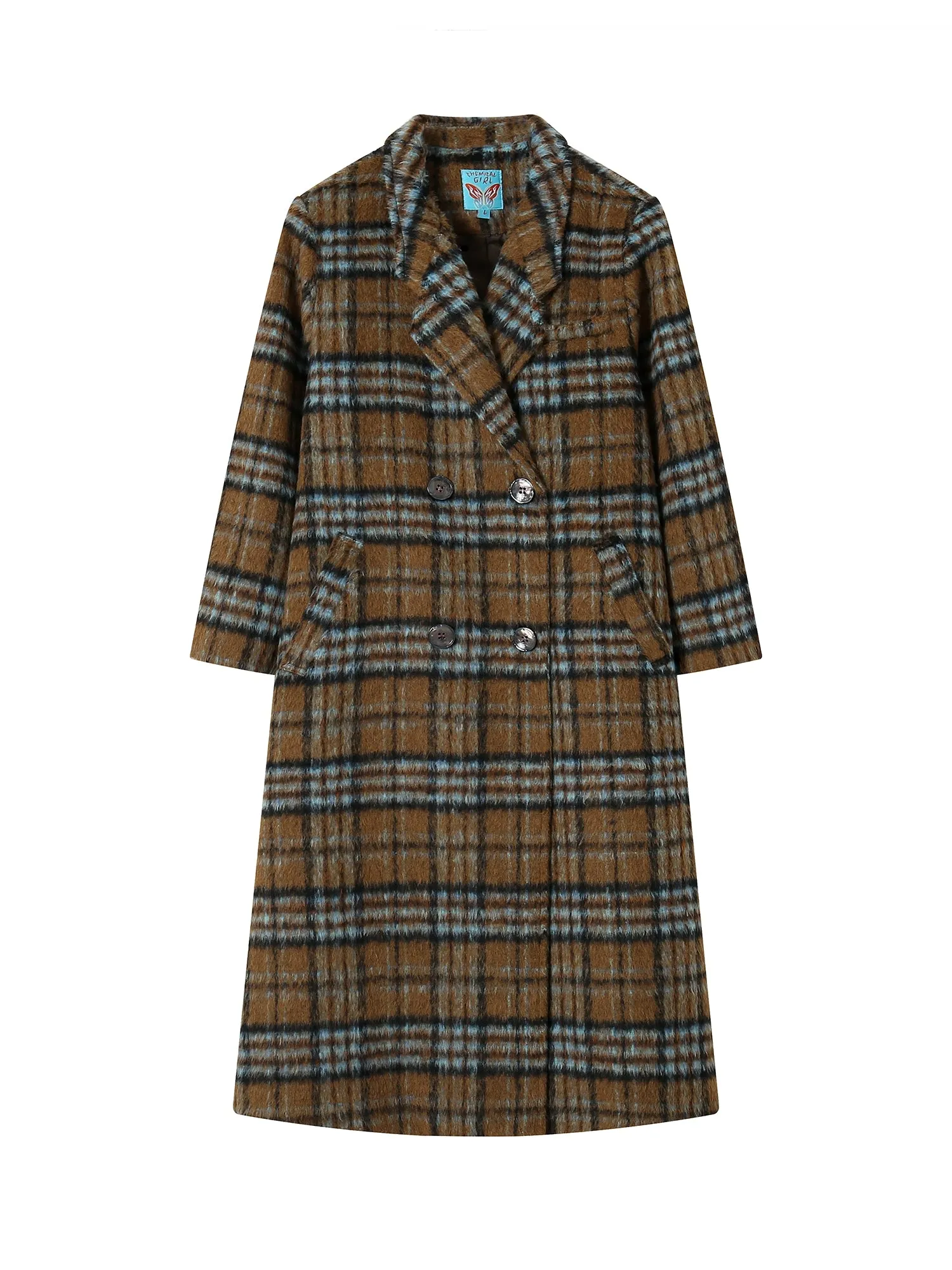 Checked Wool Retro Casual Long-Coat