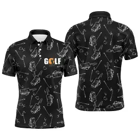 Chiptshirts Polo de Golf Noir, Polo de Sport Manches Longues Homme Femme, Cadeau Idéal Pour Golfeur, Sac de Golf, Club de Golf -